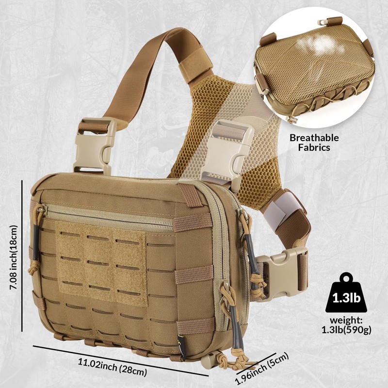 VOTAGOO Tactical Chest Bag, 2L Capacity, Molle Chest Rig, Chest