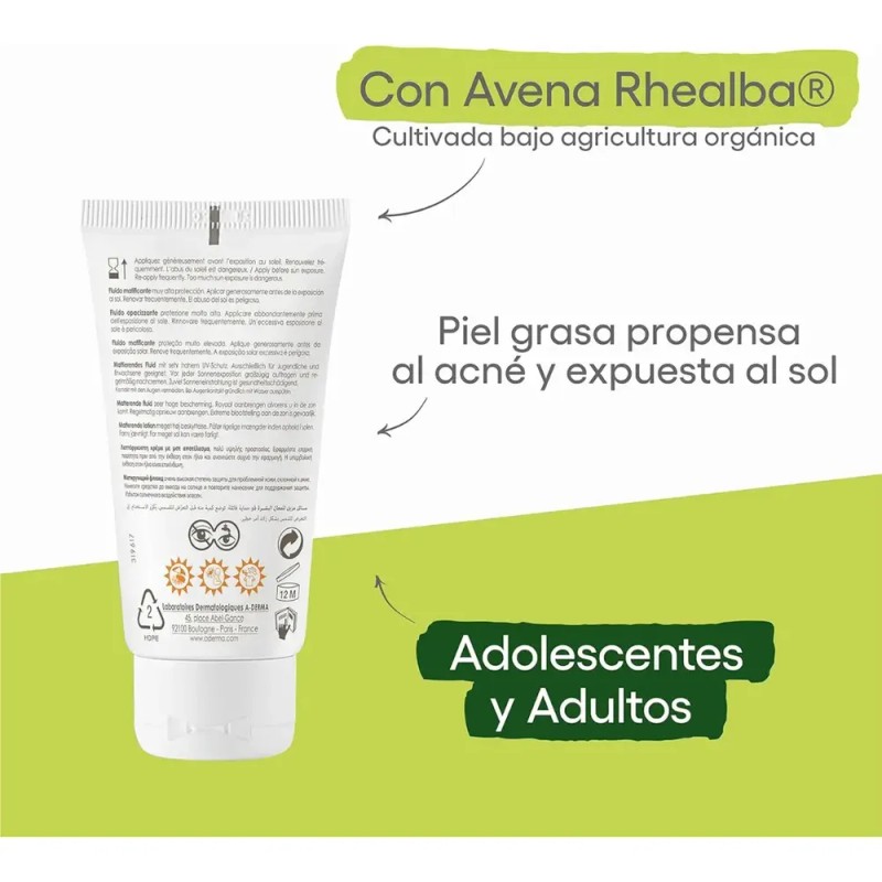Fluido Matificante Facial A-derma Protec Ac Spf 50+ 40ml