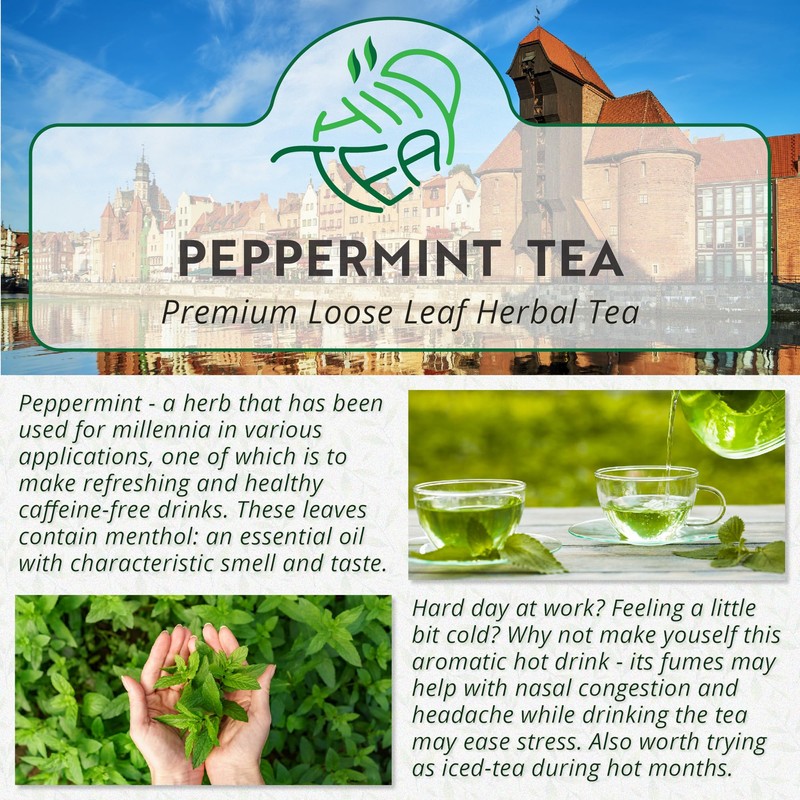 Peppermint Herbal Loose Leaf Tea - Pure Mint Leaves for