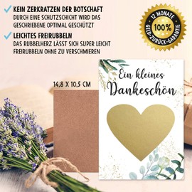 OWLBOOK® Rubbelkarten zum selber beschriften - kleines Dankeschön - Rubbellos für eigenen Text Geschenke zum Geburtstag Weihnachtsgeschenke Geburtstagsgeschenke | Karte mit Rubbelfläche