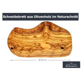 Küchenmaster Olive Wood Chopping Board in Natural Cut, Cheese Board, Bread Board, Breakfast Board (30-32 cm)