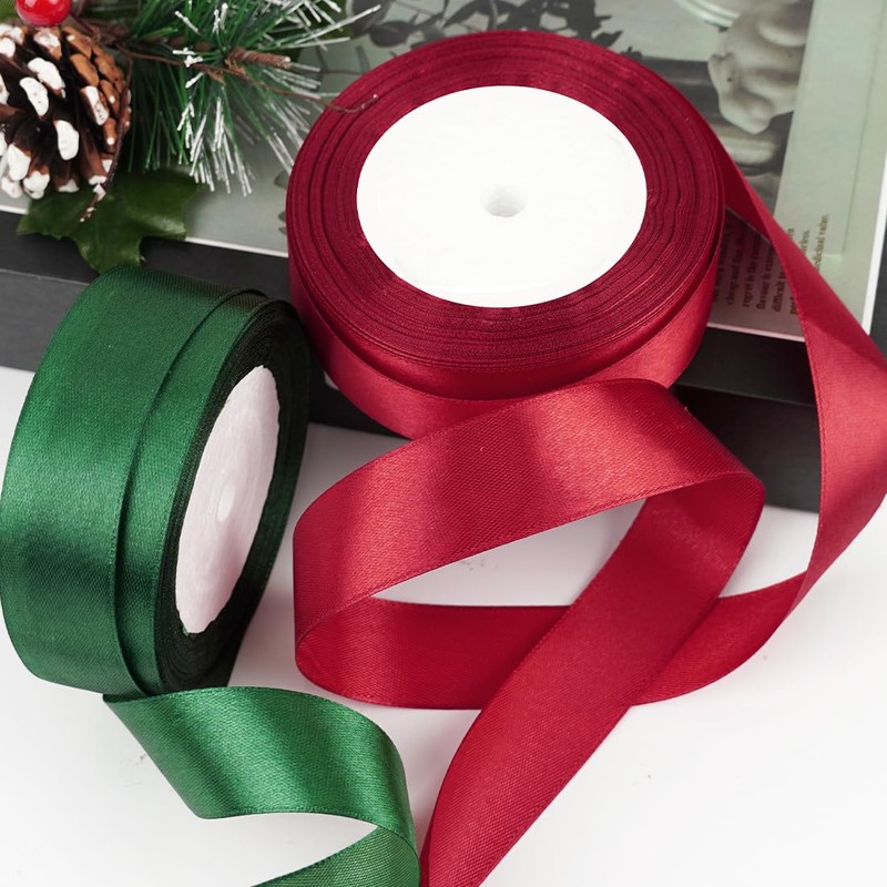 Christmas Ribbon Red Green Satin Ribbon Gift Ribbon
