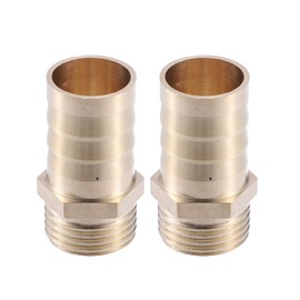 X AUTOHAUX 2 Pcs 19mm Outer Diameter Barbed to 1/2" BSP Hose Barb Tail Male Thread Adapter Brass Hose Socket Compression Fittings