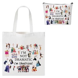 Broadway Musical Theatre Gifts Makeup Bag and Tote Bags I'm Not Dramatic I'm Theatrical Theatre Gifts Broadway Fan Cosmetic Bag and Canvas Tote Bag Broadway Zipper Pouch Broadway Mudical Lover Gift