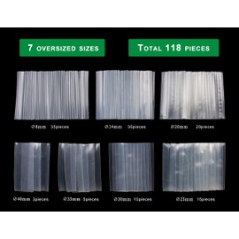 SummitLink Transparent Heat Shrink Tube Tubing Wrap Sleeve Set Combo (118Pcs Large Size)