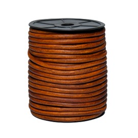 Cords Essentials Round Leather String Cord 6mm Distressed Tan 5.5 Yards