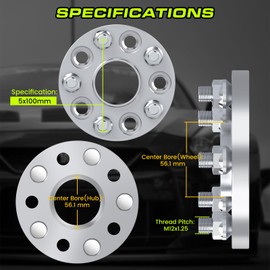 50mm (2 Inch) Hubcentric Wheel Spacers 5x100 Compatible For Subaru BRZ Impreza Forester WRX XV Crosstrek Outback Legacy Baja Compatible For Toyota GR86, 86, FR-S (4pcs 56.1mm M12x1.25) Spacer
