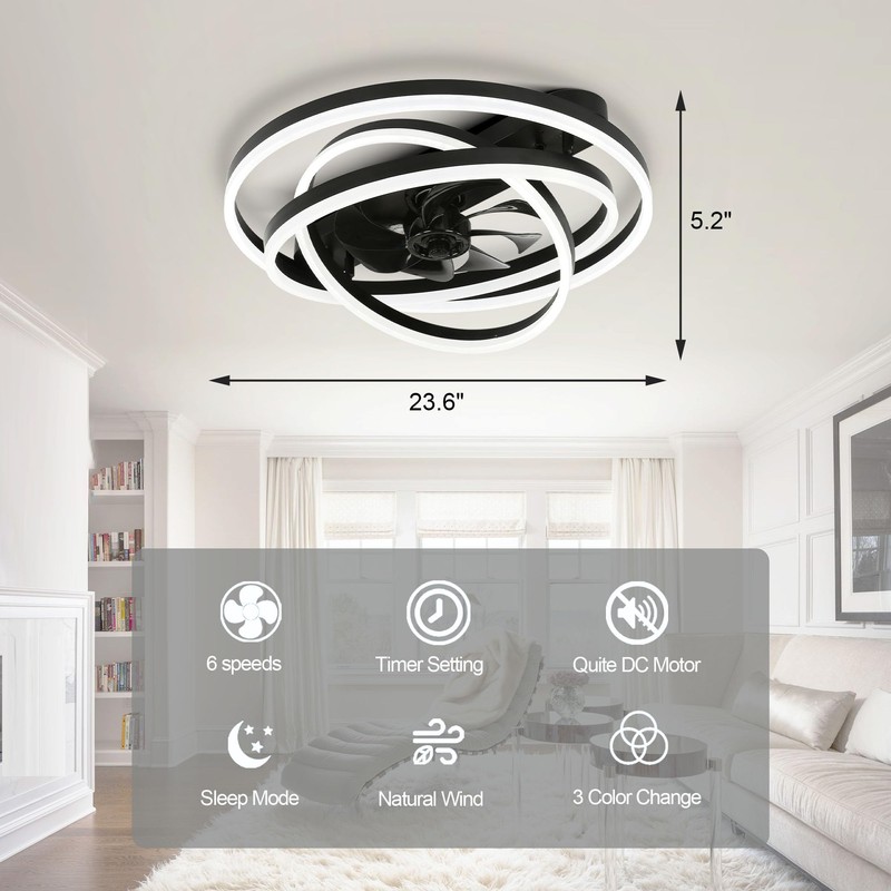 Dawn Whisper 24" Ceiling Fans with Lights and Remote 6