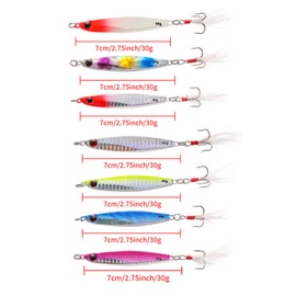 TUXIBIN 7pcs hard metal sea fishing spinners, sea fishing lures, sea fishing sinking lure for wobbler pike carp trout perch squid catfish fishing baits 30g*7pcs
