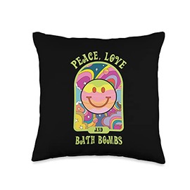 Peace, Love & Bath Bombs Psychedelic 70’ Style Throw Pillow