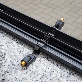 Premium X 2x Satellite Window Feed-Through 4x F-Connector 4x Rubber Grommets Set DVB-C DVB-T Flat Cable 26 cm Black Coaxial Cable Slim