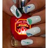 Peacock and peacock feathers clear waterslide nail art decals. Set