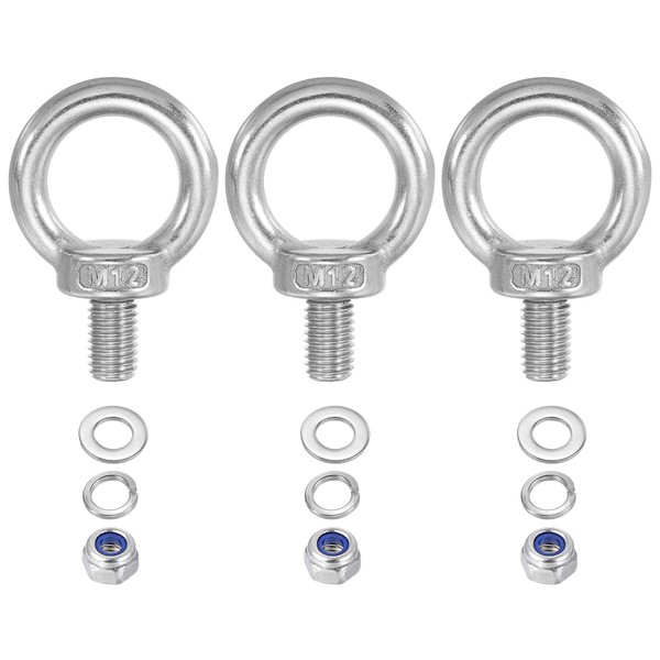 PATIKIL M12 x 20mm Lifting Shoulder Eye Bolts Set of