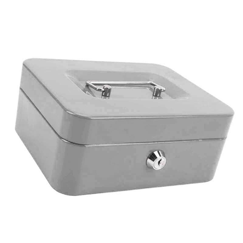 Small Locking Cash Box Portable Double Layers Safe Metal Money