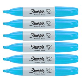 Sharpie Permanent Markers, Chisel Tip, 6-Count (Light Blue)