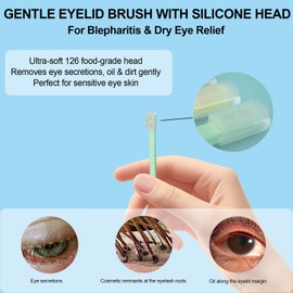 LIZICH Eyelid Brush with Soft Silicone for Sensitive Eyelids,Gently Cleans Eyelid Margins,Removes Dirt,Oil.Blepharitis,MGD and Dry Eyes Relief,Lid Scrubbing Device,Eyelid Cleanser Partner (5pcs)