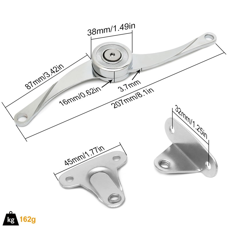 Pack of 2 Soft Close Lid Support Hinges with Attachment,