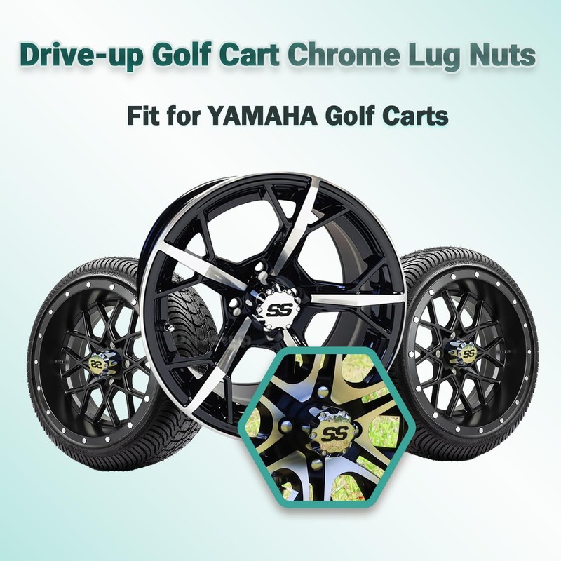 Drive-up Golf Cart Chrome Lug Nuts fits Yamaha/GEM Models 12MMx1.25-Pack