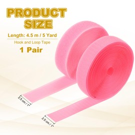 YELARXI Sew on Hook and Loop Tape, 1 Inch Width Non-Adhesive Back Nylon Sewing Fastener Strips Interlocking Fabric Tape 5 Yards Fit for Clothing Crafts Sewing DIY Project - (Pink)