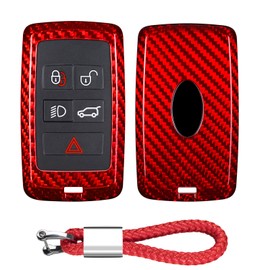 T-carbon Key Fob Cover Compatible with Land Rover,Real Glass Fiber Key Fob Protector Case Compatible with Jaguar Defender 110S,HSE,Sport Dsicovery HSE Velar,Red