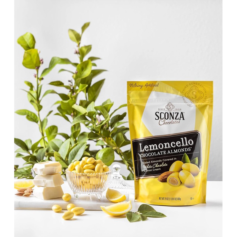 Sconza large Pouch Confections Lemoncello Almonds Zipper Pouch, 24 Ounce