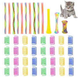 DGUSO 42Pcs Giocattoli a Molla e Tubo Colorati per Gatti - Bobina di Plastica Interattiva per Gattini