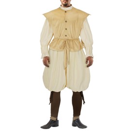 HSDOU Mens Renaissance Costume Midevil/Renaissance Clothing Men Outfit Medieval Vest Pants Shirt Viking Costume Vintage (Z3756WH,L)