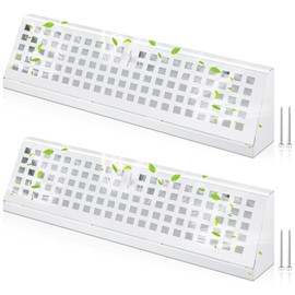 Yaocom 2 Pcs Baseboard Register Vent 15 Inch Duct Opening Size White Vent Cover Plaid Design Baseboard Radiator Covers with Screws for Home Wall Corner Floor Diffuser Supply, Smooth Air Adjust Lever