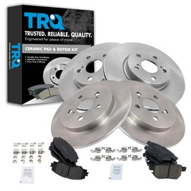 TRQ Front and Rear Brake Pad & Rotor Kit Brake Pads Brake Rotor Ceramic Compatible with 2009-2010 Pontiac Vibe 2014-2019 Toyota Corolla 2009-2013 Matrix