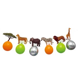 Fesnova Safari Birthday Decoration Animal Party Garland with Balloons, Paper Bunting with Leopard, Elephant, Zebra, Lion, Giraffe for Forest Animals, Birthday Decoration, Safari Decoration, Orange