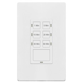 TG 1-Hour Countdown Timer Switch, for Bathroom Exhaust Fans, Heaters, Lights, LED Indicator, 120VAC 800W, No Neutral Wire Required, UL Listed, Screwless Wall Plate, White, 1 Pack