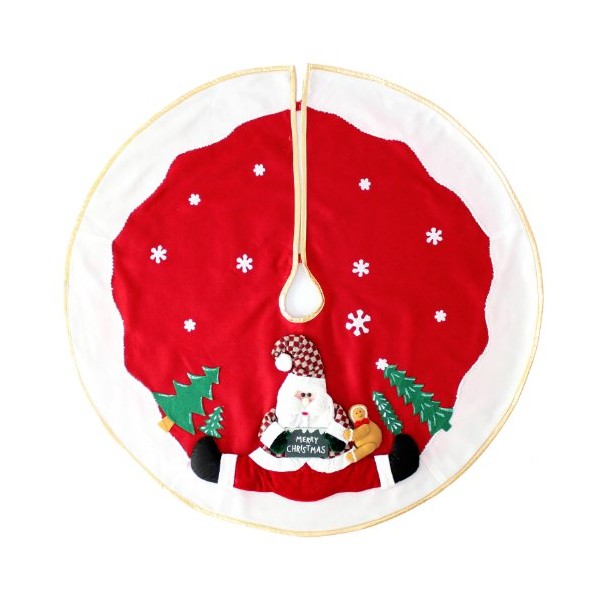WeRChristmas Christmas Tree Skirt Decoration with 3D Father Christmas and Snow Design, 100 cm - Large, Red