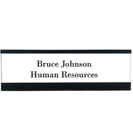 Modern Nameplate Holder with Custom Insert (Black-White-Black), 8" x 2"