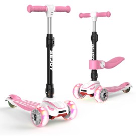 Sejoy Kids Trike Kick Scooter Adjustable Height Pink Folding 3 Wheel Playfun Gift US