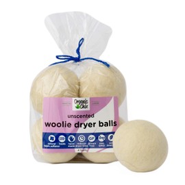 Organic Chix All Natural Unscented Dryer Balls - 100% Pure Wool, Reusable & Natural Alternative to Fabric Softener & Dryer Sheets - Handmade in USA, Non-GMO (4 Pack, 1000+ Loads)