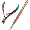Multi Color Rainbow Cuticle Trimmer with Cuticle Pusher Cuticle Remover