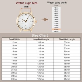 uxcell Black Leather Watch Band 23mm Quick Release Genuine Strap with Gold Deployment Butterfly Buckle for Men & Women