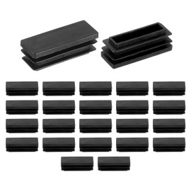 uxcell 24pcs Rectangle Tube End Caps 1 9/16 x 19/32 Inch Plastic Hole Plug Metal Tube Post Chair Leg Table Bookshelf Furniture, Black