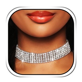 EARENT Vintage Layered Crystal Choker Necklace Silver Rhinestone Necklaces Chain Fashion Jewerly for Women