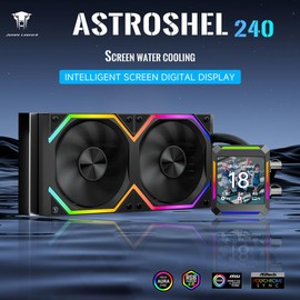 Jungle Leopard ASTROSHEL LCD 240 ARGB AIO Cooler, Customizable 2.8in LCD Display for GIFS,Images,MP4,Performance Metrics,Screen with 320 * 320 Resolution, Customizable 240mm LCD Screen Liquid Cooler
