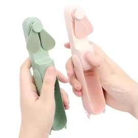 Portable Personal Fan, Foldable Mini Fan, Small Handheld Fan with USB Rechargeable Battery, Soft Blades (Pink)