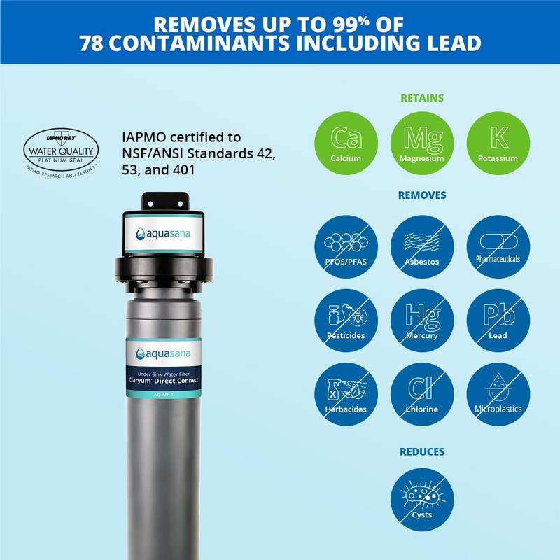 Aquasana Water Filter for Sink Faucet | Reduces 99% of