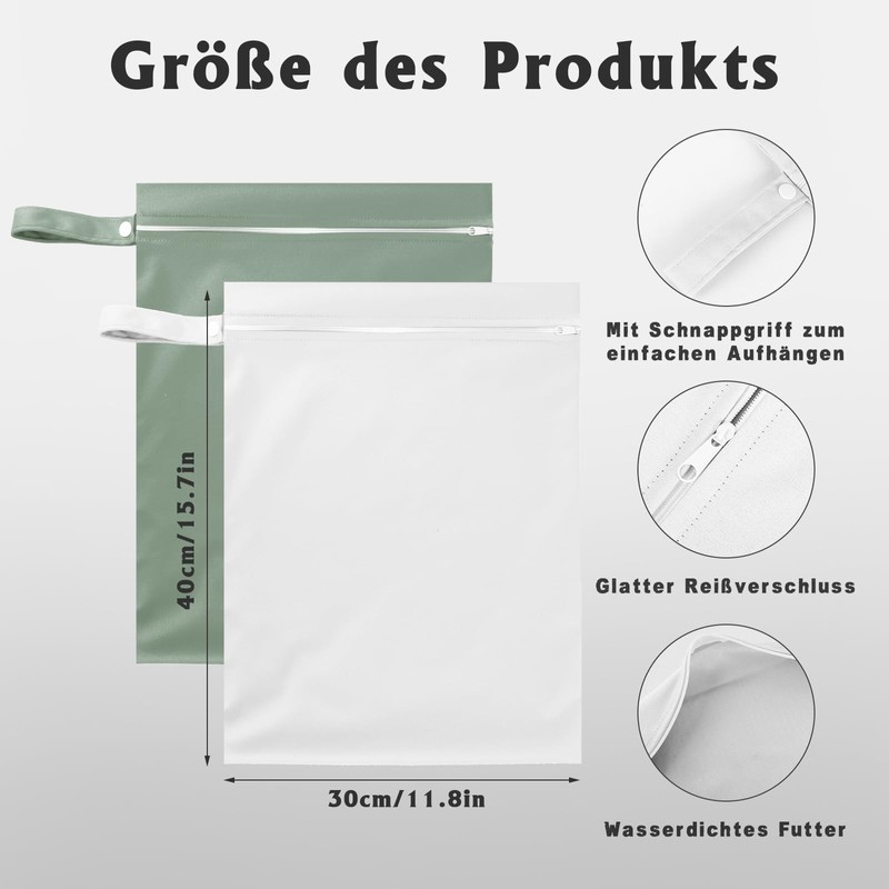 Moorle Pack of 2 wet bags, Grey & White