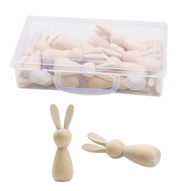 AIXXCUVQ Handmade Wooden Rabbit Figurine Easter Crafts And Activities Easter Bunny Statues DIY Painted Wooden Bunny Safe Odorless, 20pcs