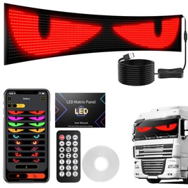 Devil Eyes Light for Windshield, 52.4in x 7.6in Extra Large Flexible Easy Install USB Devil Eyes Light for Cars, Bluetooth APP Control and 21Key Remote Control, Ideal for Cars & Big Trucks