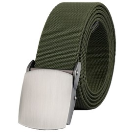 KYEYGWO Elastic Web Belts for Men Woman, Stretch Nylon Waist Belt with Pressing Alloy Buckle, Army Green