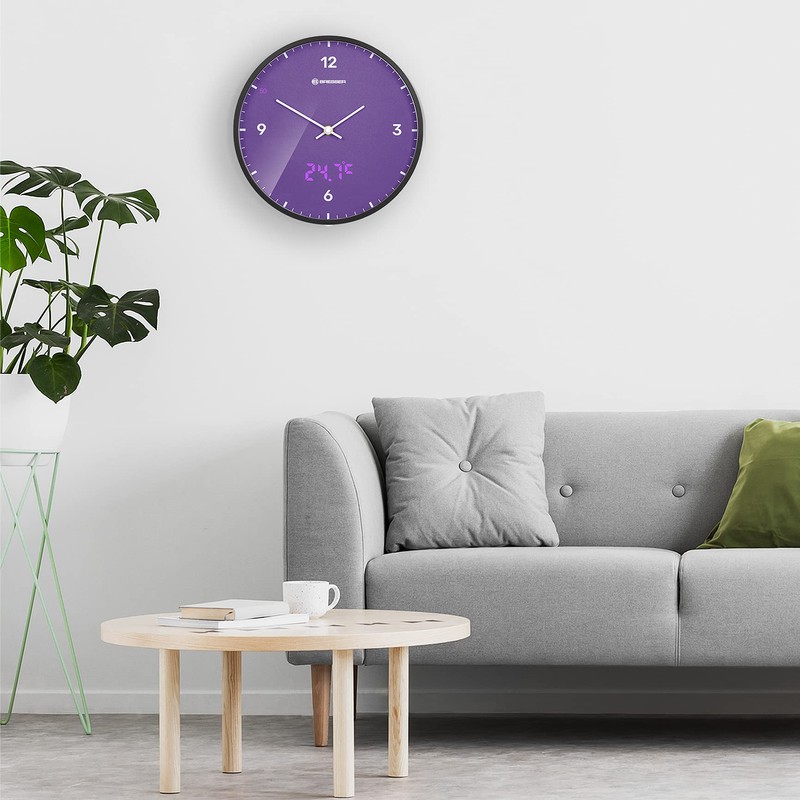 Bresser MyTime LEDsec Radio-Controlled Clock with 24 cm Dial, LED