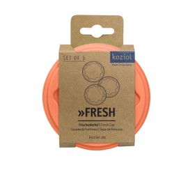 Koziol Reusable Fresh Lids Set of 3, Robust & Stretchy Cover for Yoghurt Cups (500 ml), Reusable, Transparent and Dishwasher Safe (Mid Green/Strong Blue/Coral)