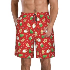Klainlcly Christmas Santa Mens Swim Trunks Swimwear Quick Dry Swimsuits Beach Shorts with Pockets X-Large