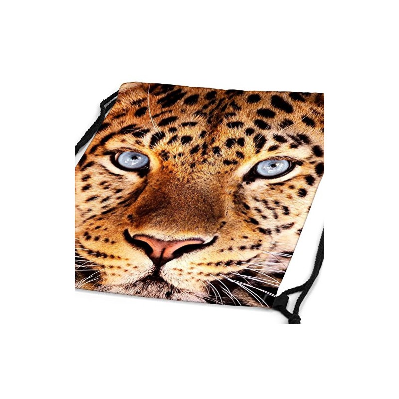 style3 Leopard Head Backpack Gym Bag Sport Jute Bag Leopard,